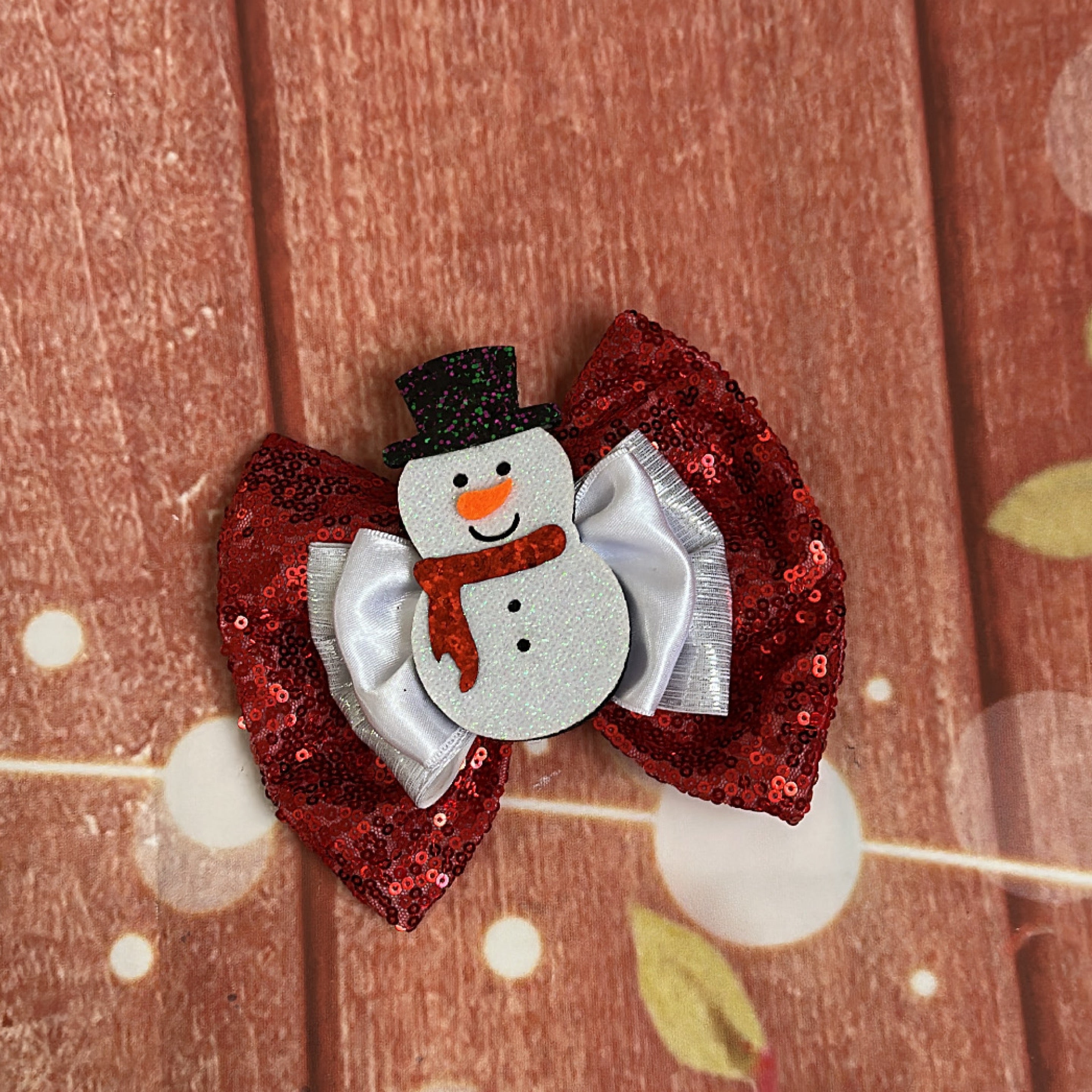 Snowman hair bow 5 inch