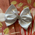 6 inch white satin hair clip
