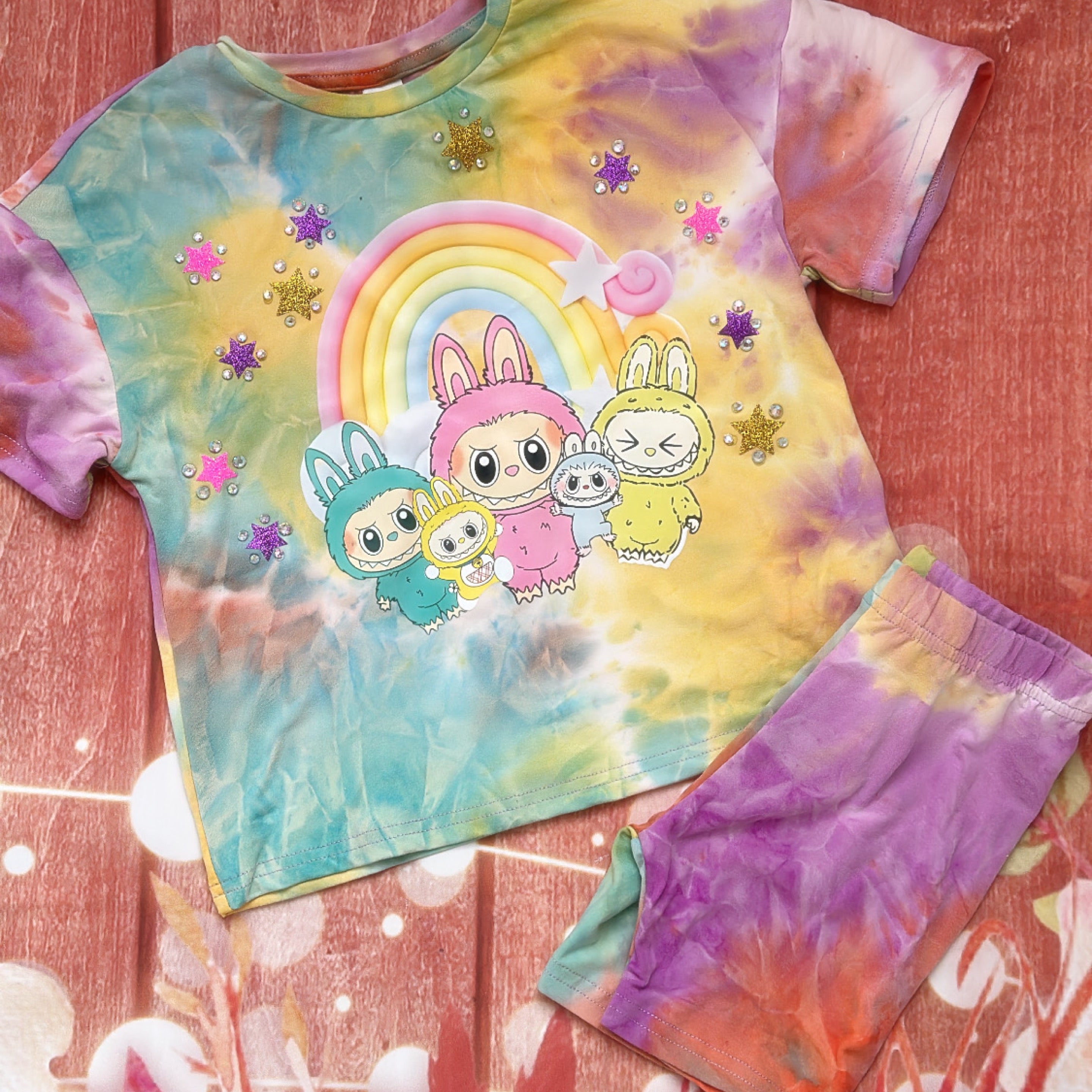 4y labubu shorts set