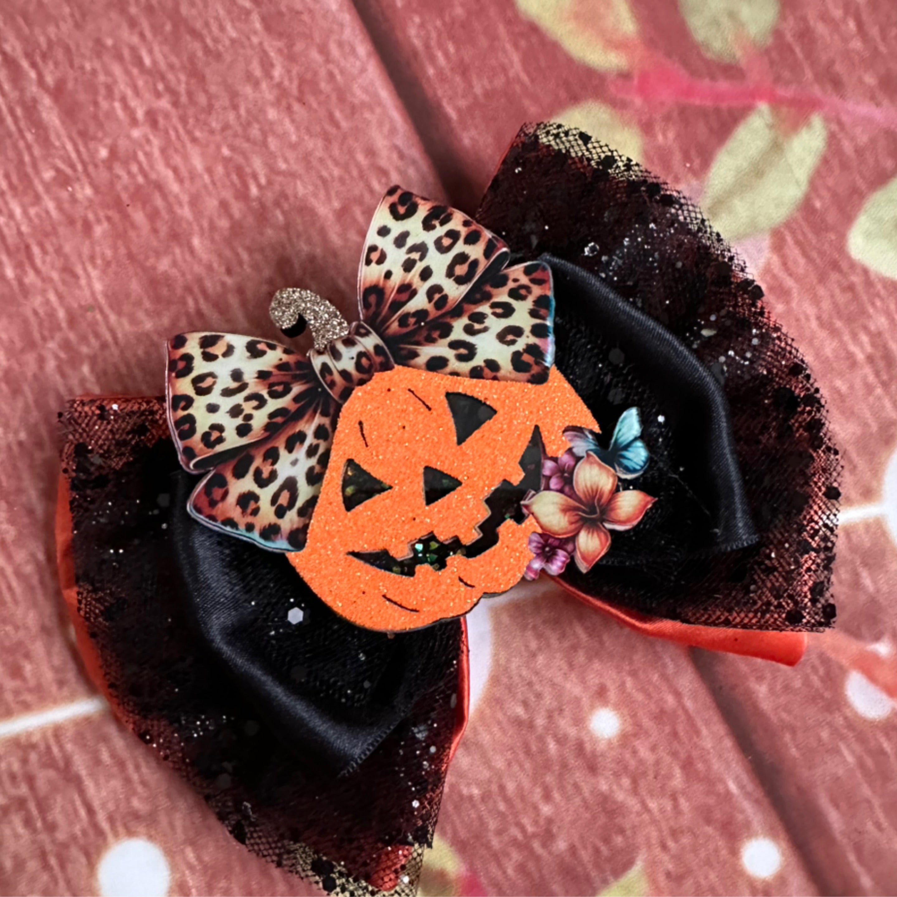 Leopard Halloween hair bow