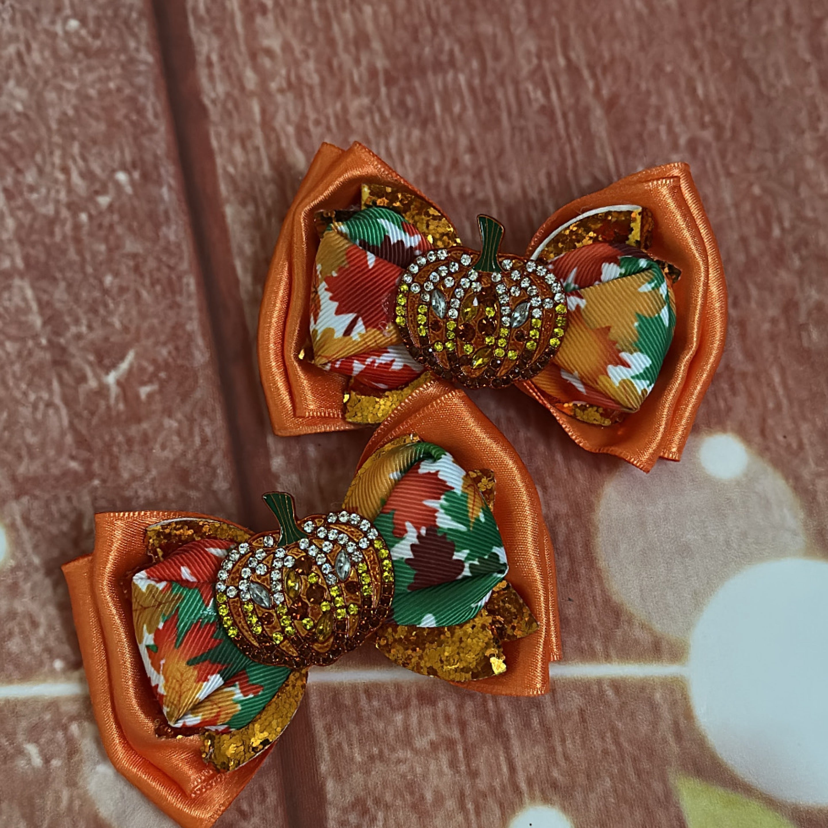 Pumpkin fall pigtail set